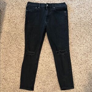 Black Skinny Distressed Knee Jeans for Men